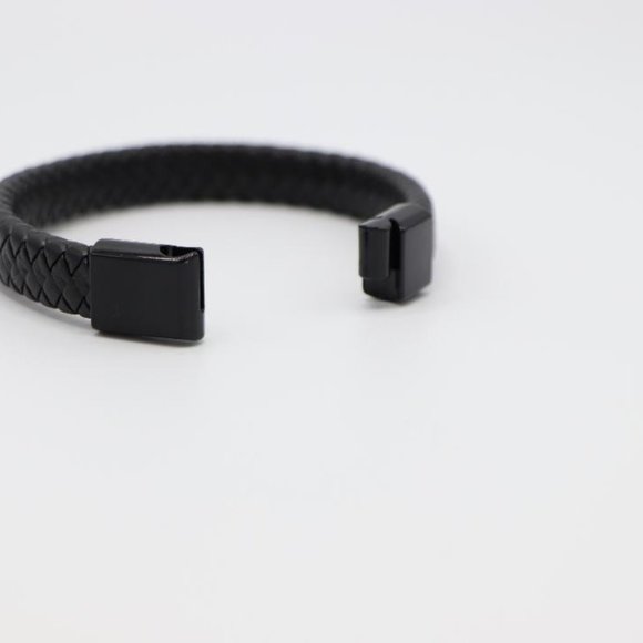 Mens Genuine Leather Braided Bracelet w/Clasp - Picture 4 of 5